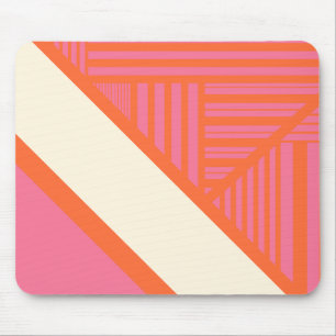 Triangle Stripes in Pink, Orange and Cream Mouse Pad