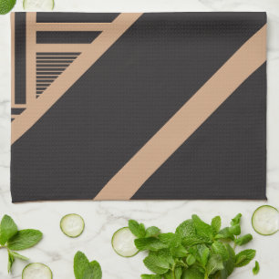 Triangle Stripes in Tan and Black Kitchen Towel