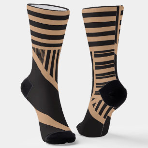 Triangle Stripes in Tan and Black Socks