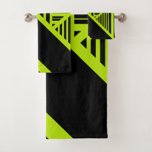 Triangle stripes - Lime Green Bath Towel Set
