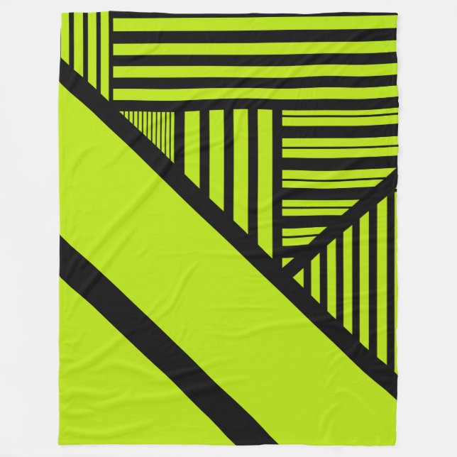 Triangle Stripes - Lime Green Fleece Blanket (Front)