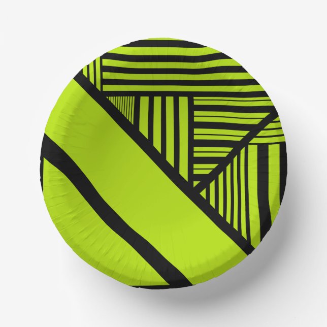 Triangle Stripes - Lime Green Paper Plate (Front)