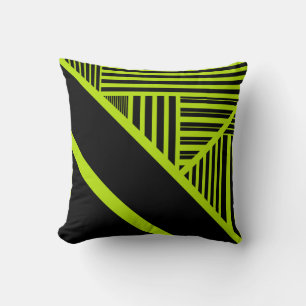 Triangle stripes - Lime Green Throw Pillow