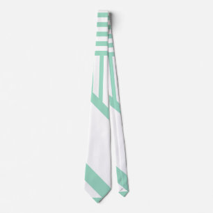 Triangle stripes - Mint Green and White Tie