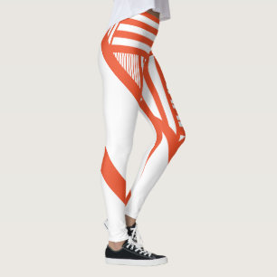 Triangle stripes - Orange and White Leggings