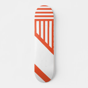 Triangle stripes - Orange and White Skateboard