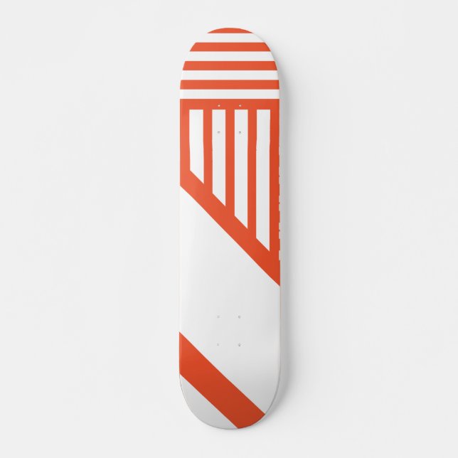 Triangle stripes - Orange and White Skateboard (Front)