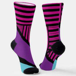 Triangle Stripes - Pink, Purple, Blue and Black Socks
