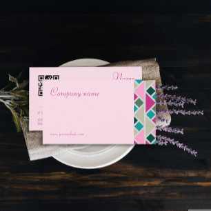 Triangle turquoise fuchsia rose Carte de visite QR