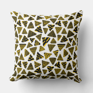 Triangles 240121 - Black and Amber on White Throw Pillow