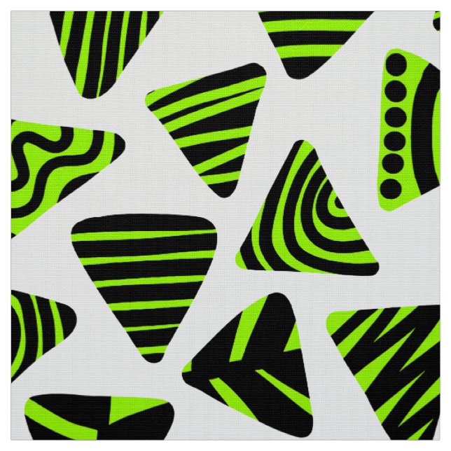 Triangles 240121 - Black and Chartreuse Grn on Wt Fabric (Swatch)