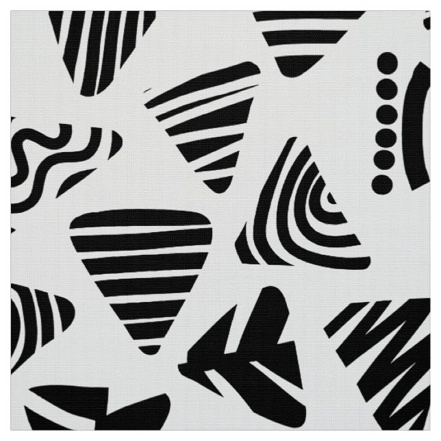 Triangles 240121 - Black and White Fabric (Swatch)