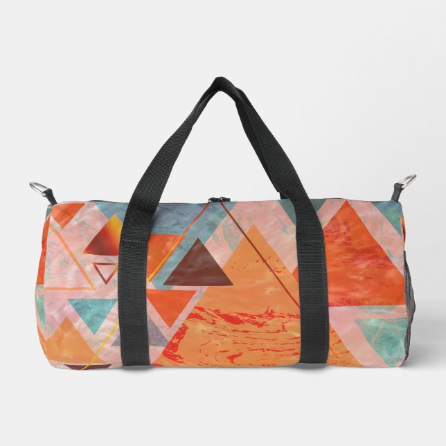 Triangles abstract geometric colour block pattern duffle bag (Front)