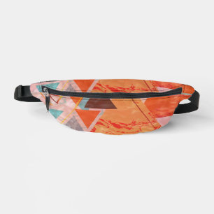 Triangles abstract geometric colour block pattern fanny pack