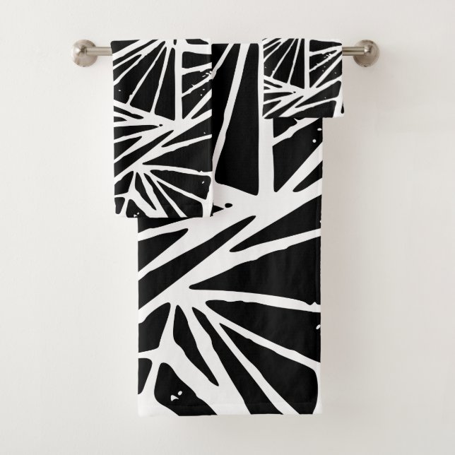 Triangles Abstraits noir et blanc Impression Lino (En situation)