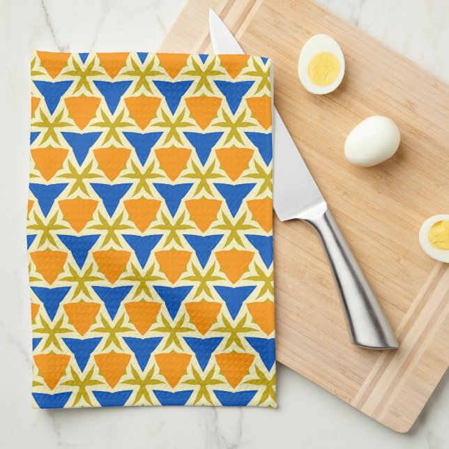 Triangles and Stars Colourful Kitchen Towel (Quarter Fold)