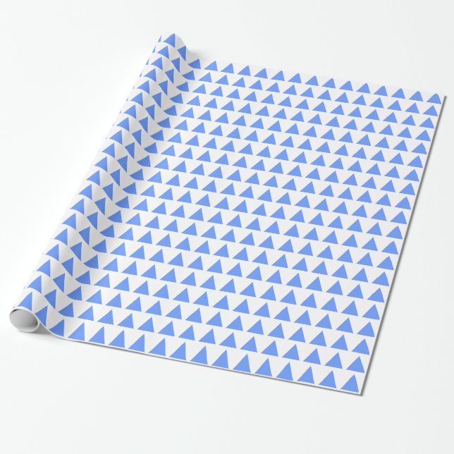 Triangles - Baby Blue on White Wrapping Paper (Unrolled)