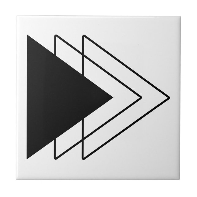 Triangles black transparent geometric abstract art tile (Front)