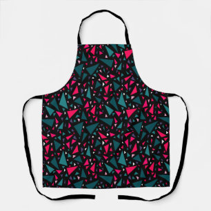 Triangles blue scarlet colours on black background apron