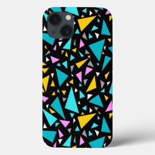Triangles blue yellow colours on black background  iPhone 13 case