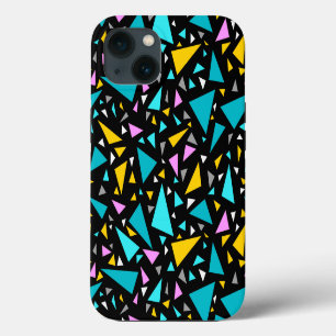 Triangles blue yellow colours on black background iPhone 13 case