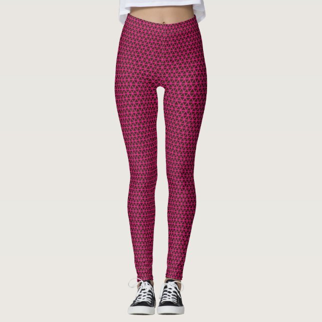 Triangles Fuchsia sur Leggings noirs (Devant)