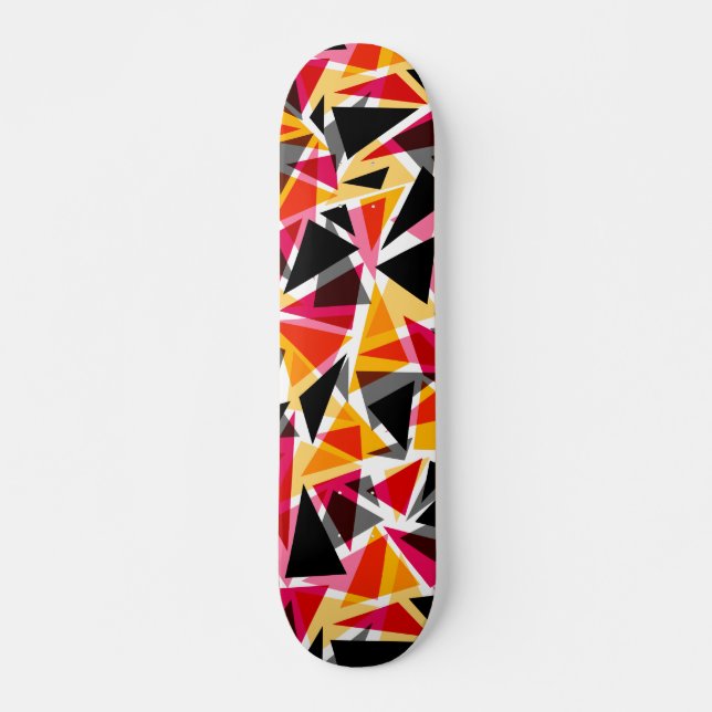 Triangles, Geometric Shapes, Yellow and Red Skateboard (Front)