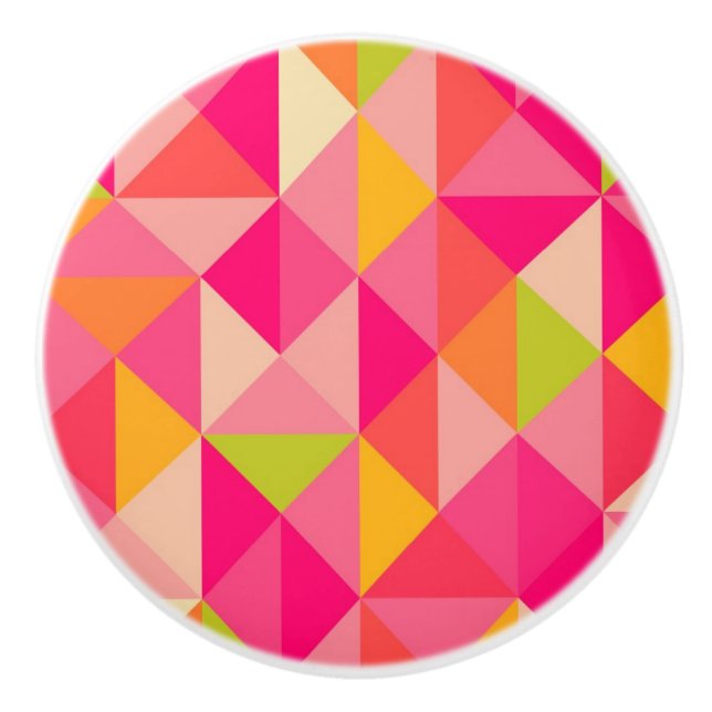 Triangles geometrical pattern ceramic knob (Front)