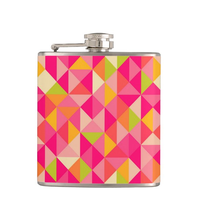 Triangles geometrical pattern hip flask (Front)