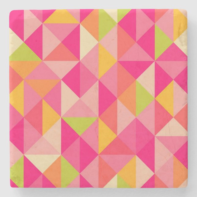 Triangles geometrical pattern stone coaster (Front)
