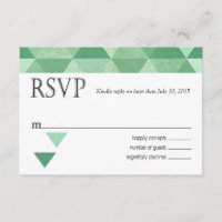 Triangles géométriques RSVP carte de réponse vert 