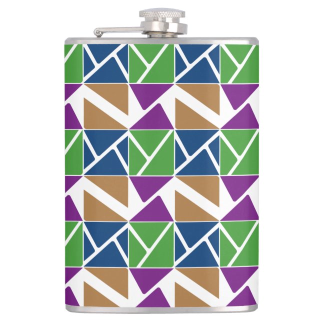 Triangles in Different Angles Graphic Design Hip Flask (Front)