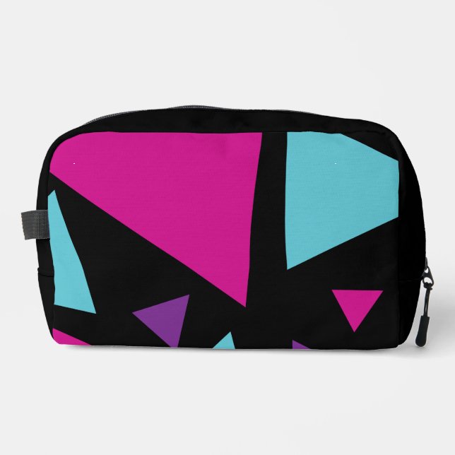 Triangles in Pink, Purple, Blue and Black Dopp Kit (Front)