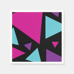 Triangles in Pink, Purple, Blue and Black Napkin