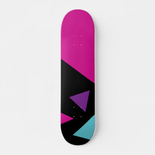 Triangles in Pink, Purple, Blue and Black Skateboard
