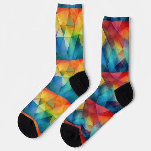 Triangles in rainbow colours socks