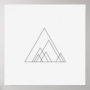 Triangles minimalistes Poster noir et blanc