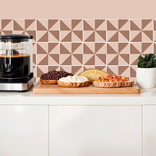 Triangles Mocha mousse geometric pattern Tile (Creator Uploaded)