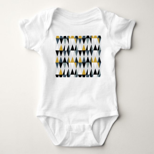 Triangles: Modern Vintage Geometric Pattern. Baby Bodysuit (Front)