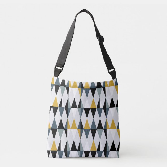 Triangles: Modern Vintage Geometric Pattern. Crossbody Bag (Front)