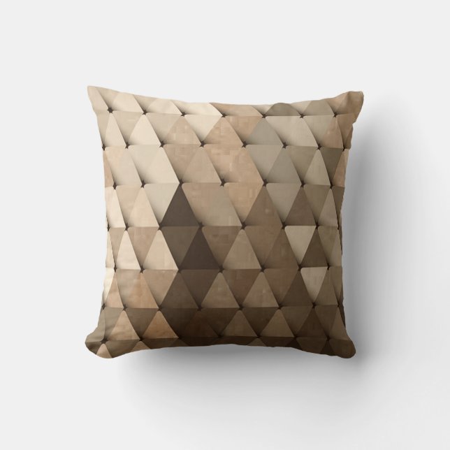 Triangles Neutrals Beige Tan Brown Throw Pillow (Front)