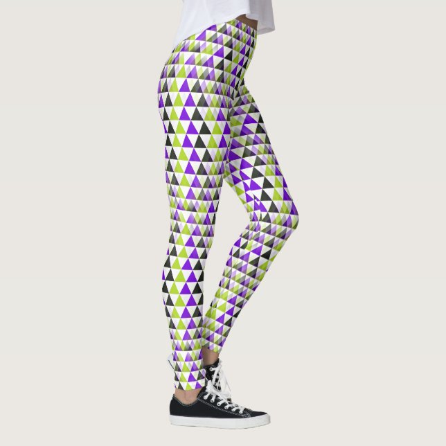Triangles pattern - black green lilac + your back. leggings (Right)