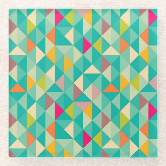 Triangles pattern glass coaster (Front)