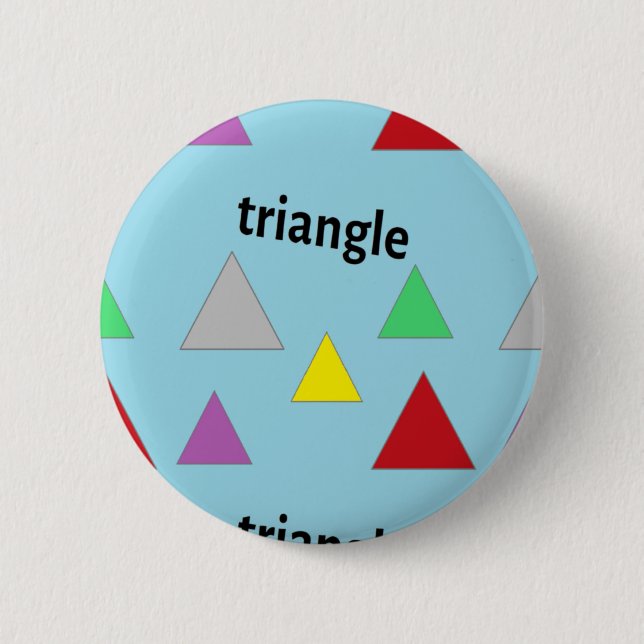 Triangles pattern on blue 2 inch round button (Front)