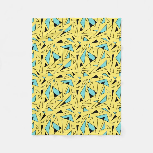 Triangles Pattern - Yellow & Turquoise Fleece Blanket (Front)