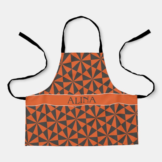Triangles Peach Black Minimal Pattern Apron (Front)
