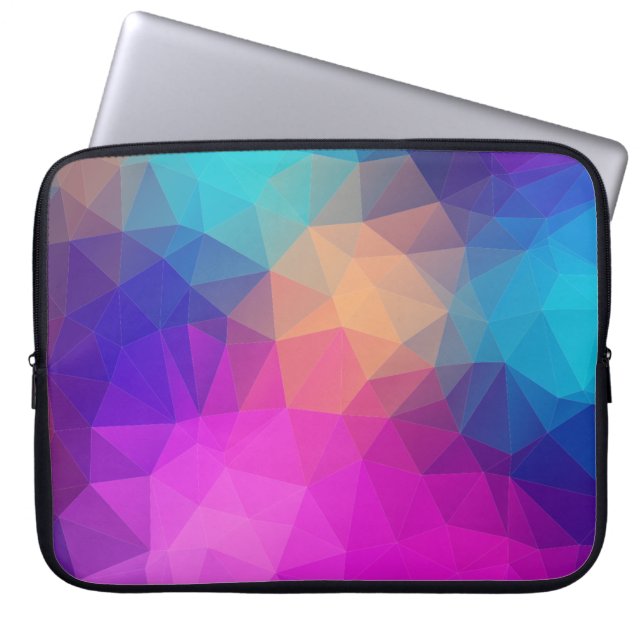 Triangles polygon colour pink laptop sleeve (Front)