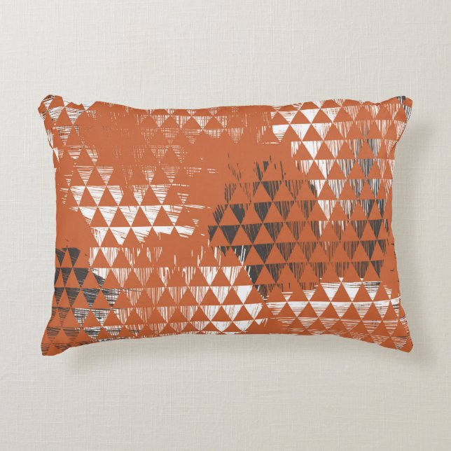Triangles Seamless: Orange Background Accent Pillow (Front)