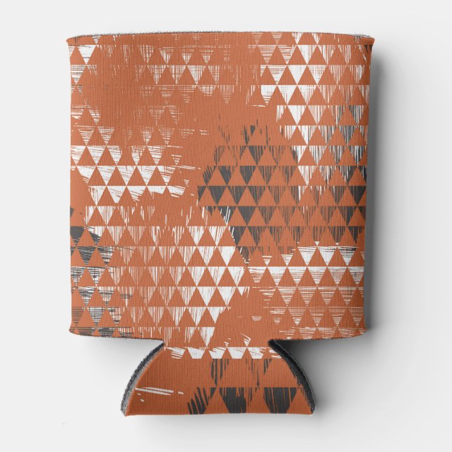 Triangles Seamless: Orange Background Can Cooler (Front)