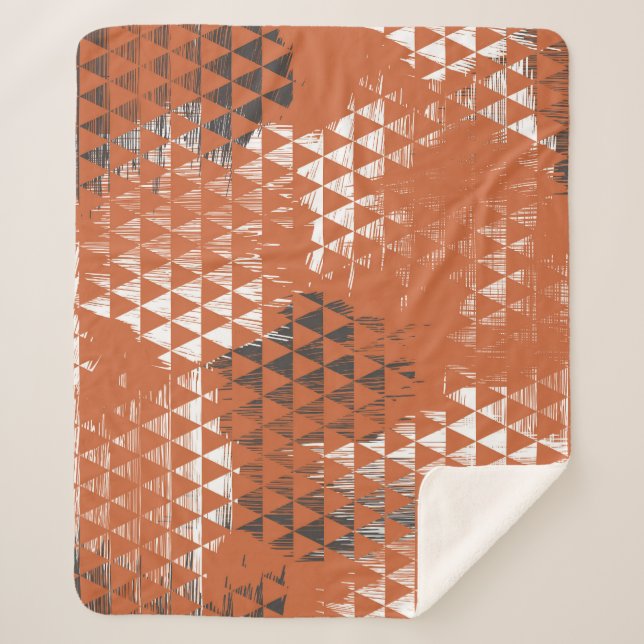 Triangles Seamless: Orange Background Sherpa Blanket (Front)